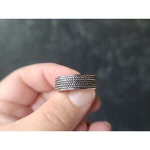 925 Sterling Silver Wide Textured Band Ring, SIZE US 10 Vintage